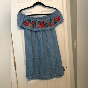 Chambray off shoulder dress